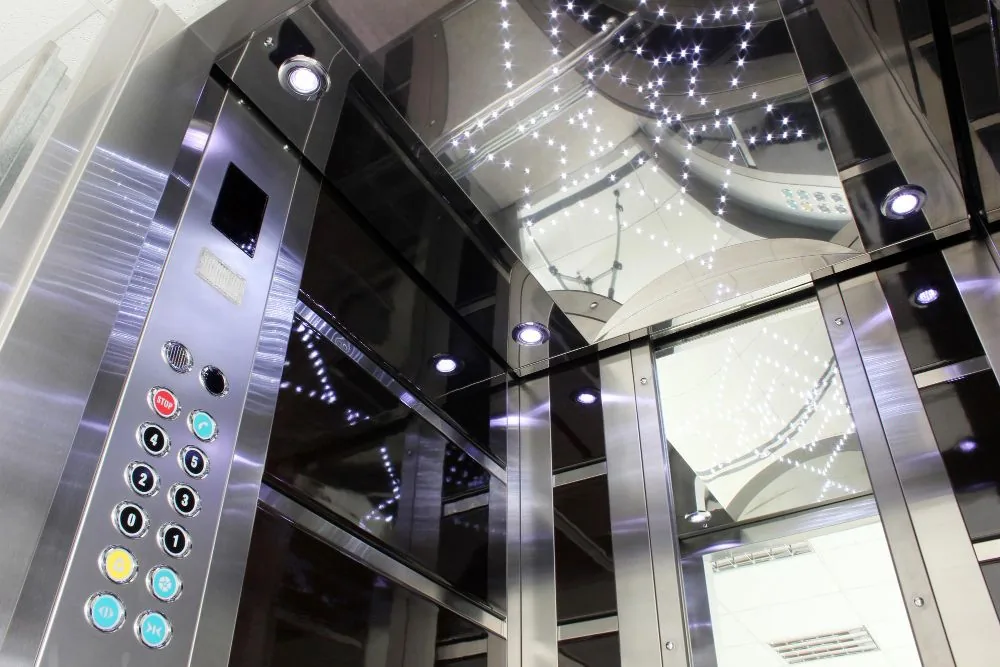 Stainless steel residential lift interior